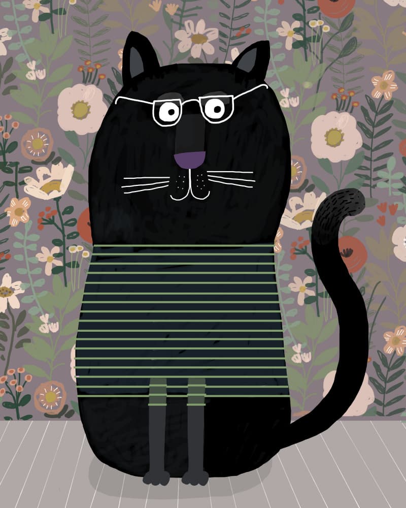 Whimsical Cat In Glasses by Carla Daly — canvas wall art