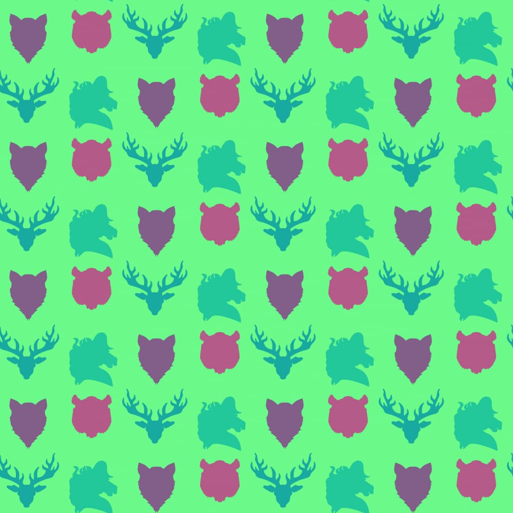 Wild Animal Heads Pattern by Marika Barsrsind — canvas wall art