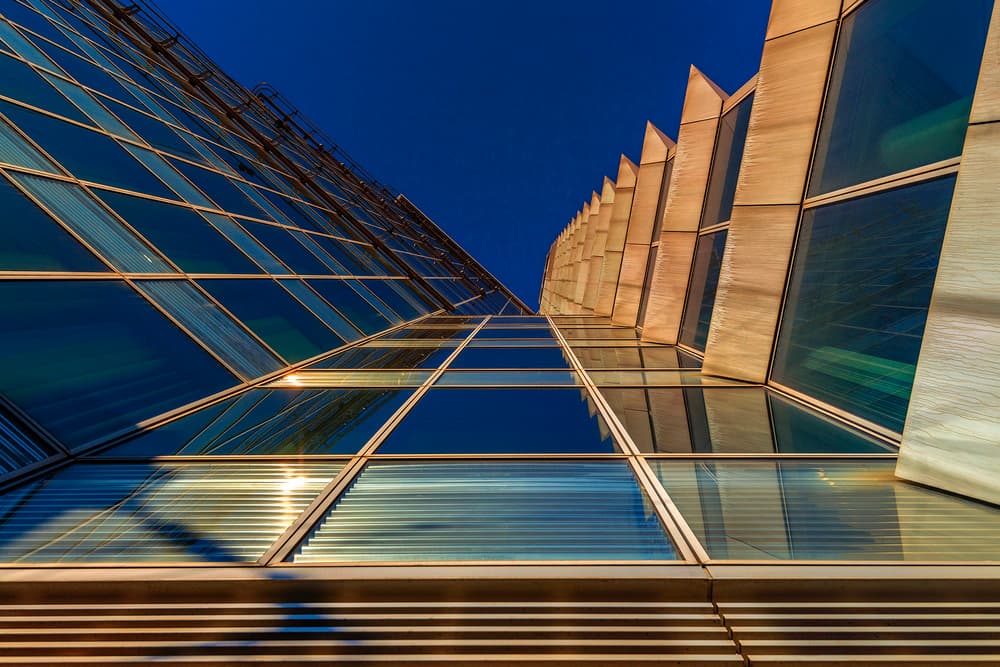 Golden Light Modern Architecture by Jef Van den Houte — canvas wall art