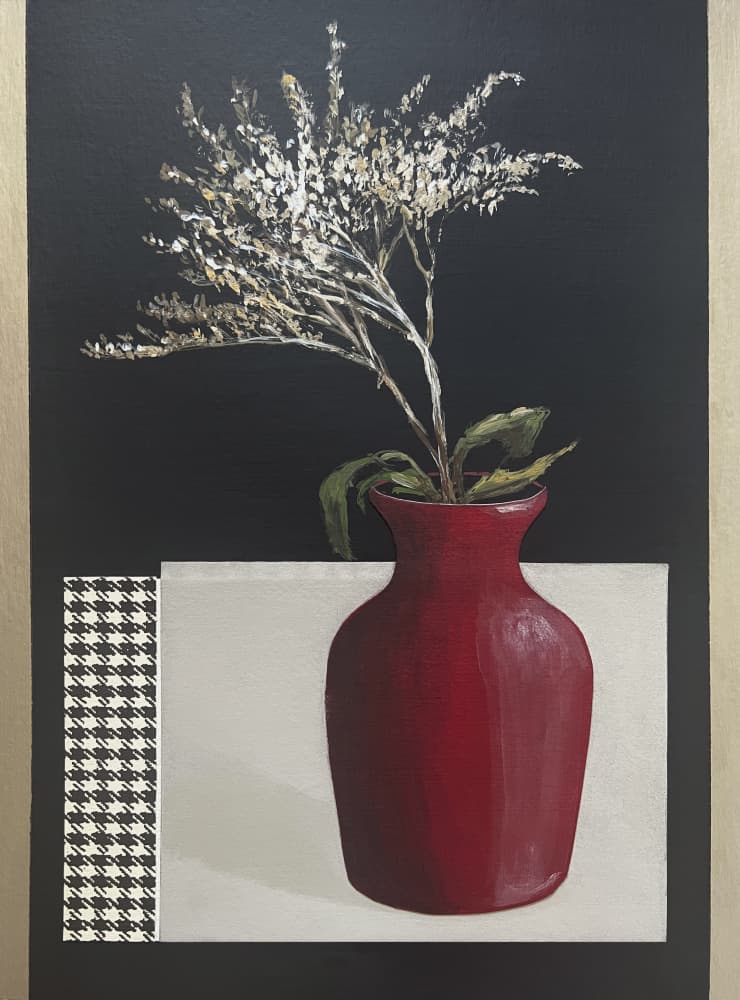 Chic Red Vase Still Life by Marina Kozyr — canvas wall art