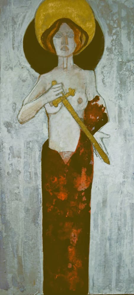 Sacred Warrior with Sword by Doris Schmitz — canvas wall art