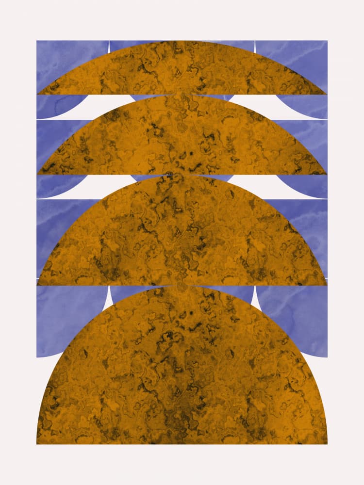 Golden Blue Arches by Little Dean — canvas wall art