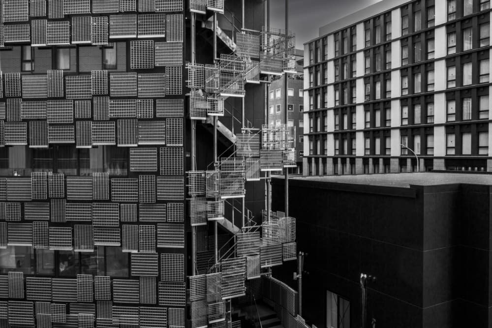 Geometric Urban Facades by Tomoshi Hara — canvas wall art
