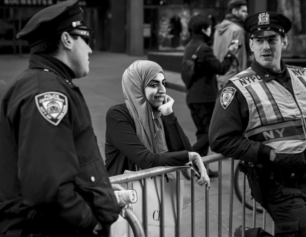 City Police Smiling Woman by Robert Sherman — canvas wall art