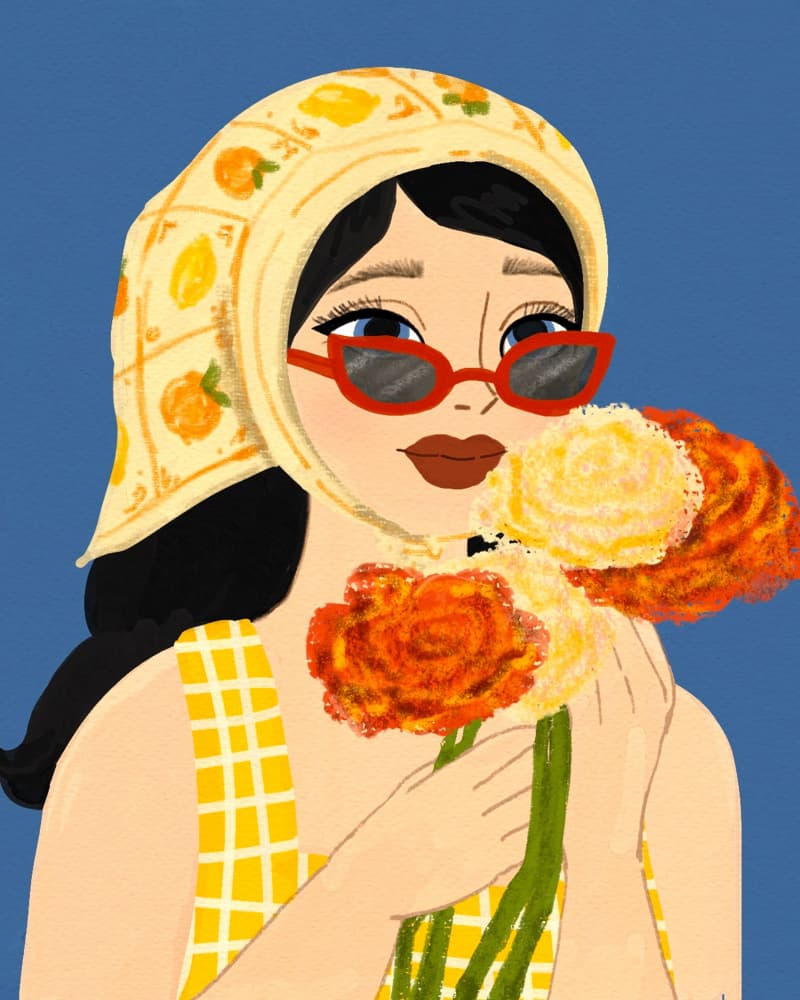 Retro Girl With Flowers