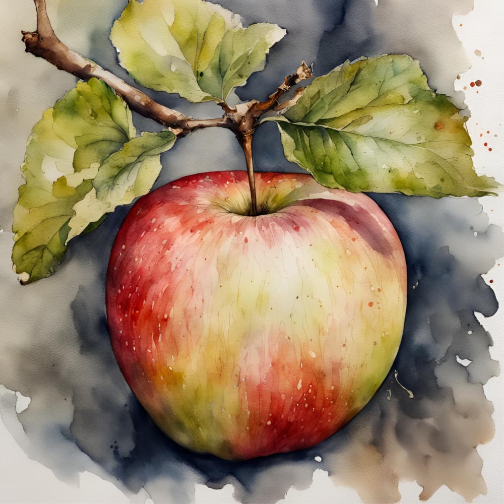 Vibrant Watercolor Apple by Ohkimiko — canvas wall art