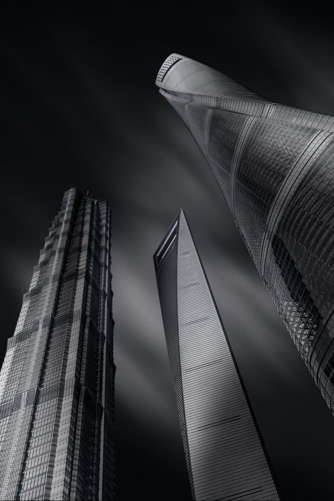 Shanghai Skyscraper Trio by Frank Ma — canvas wall art
