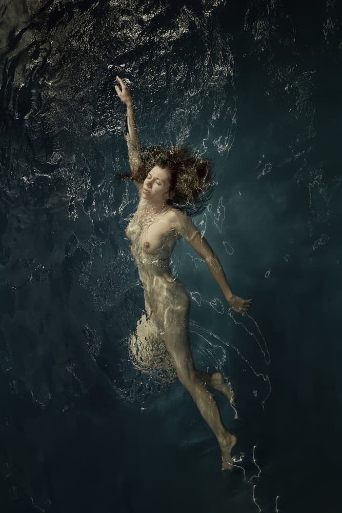 Floating Woman Underwater by Dmitry Frizel — canvas wall art