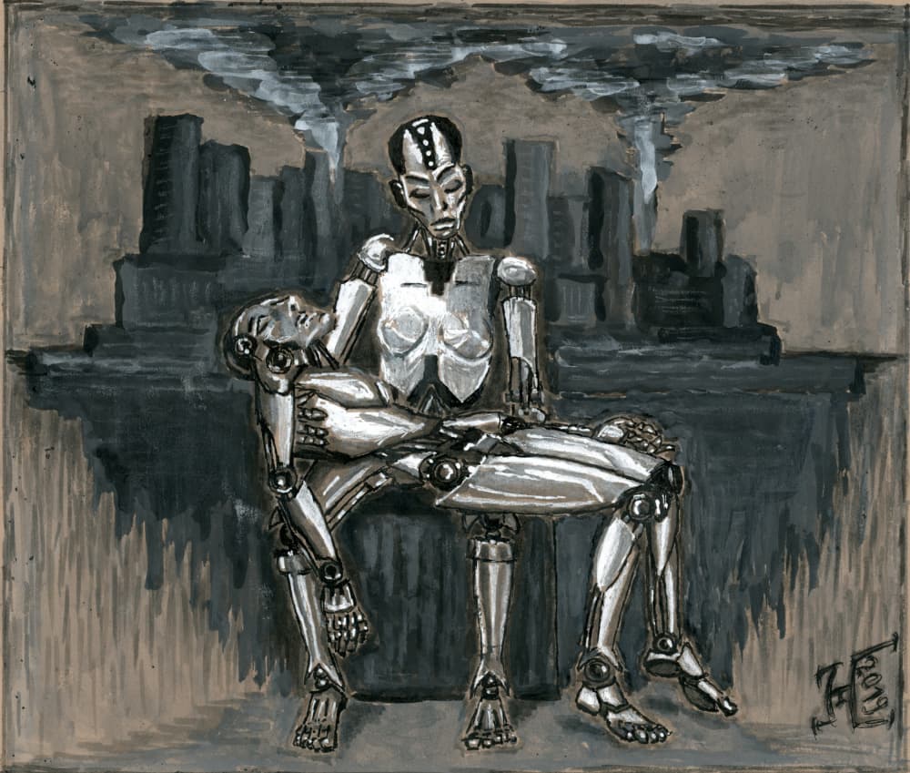 Android's Sad Embrace by Tim Hoinkis — canvas wall art