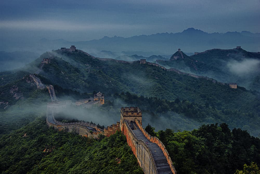 Misty Great Wall Mountains by Bing Yu — canvas wall art