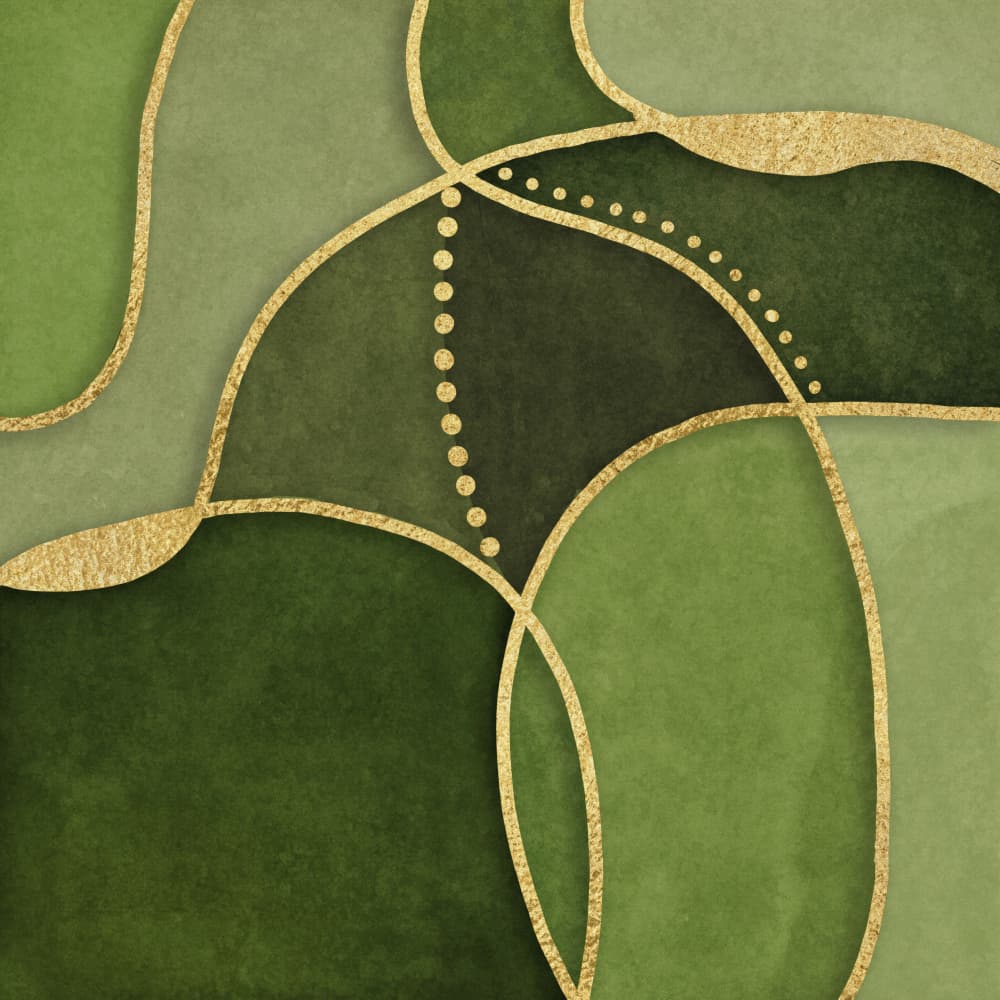 Abstract Green Gold Shapes by Andrea Haase — canvas wall art