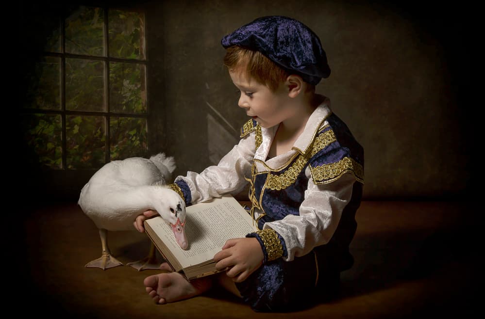Young Scholar And Duck by Carola Kayen-Mouthaan — canvas wall art