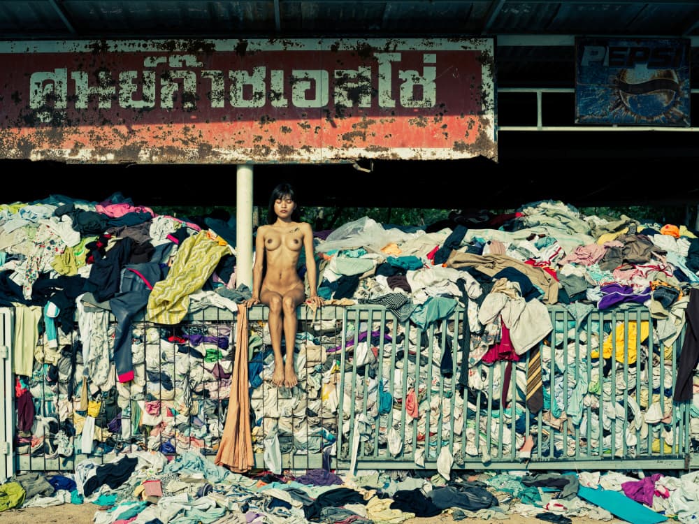 Nude Woman Clothes Pile by Thanakorn Chai Telan — canvas wall art