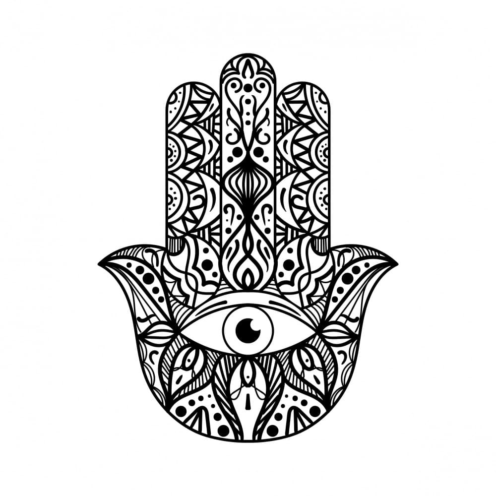 Ornate Hamsa Hand by Marika Barsrsind — canvas wall art