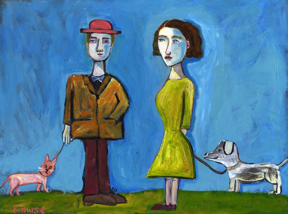 Whimsical Leashed Pets by Sharyn Bursic — canvas wall art