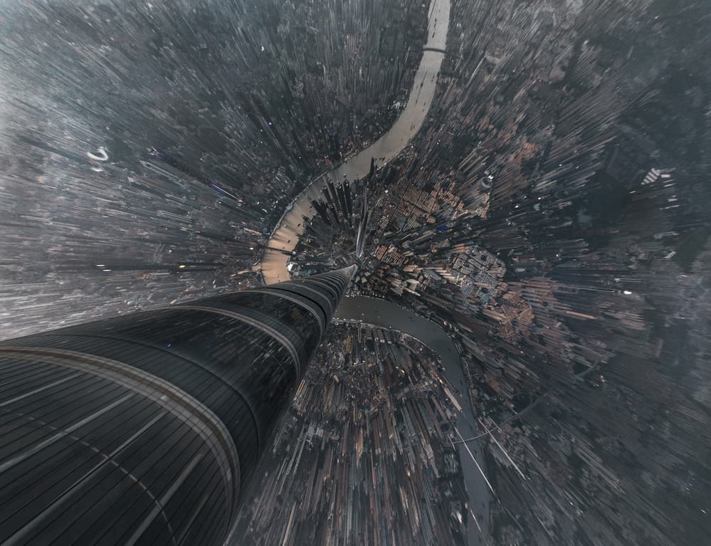 Looking Down a Skyscraper by Stan Huang — canvas wall art