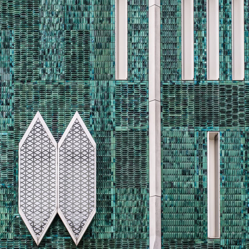 Teal Architectural Geometry by Luc Vangindertael (laGrange) — canvas wall art