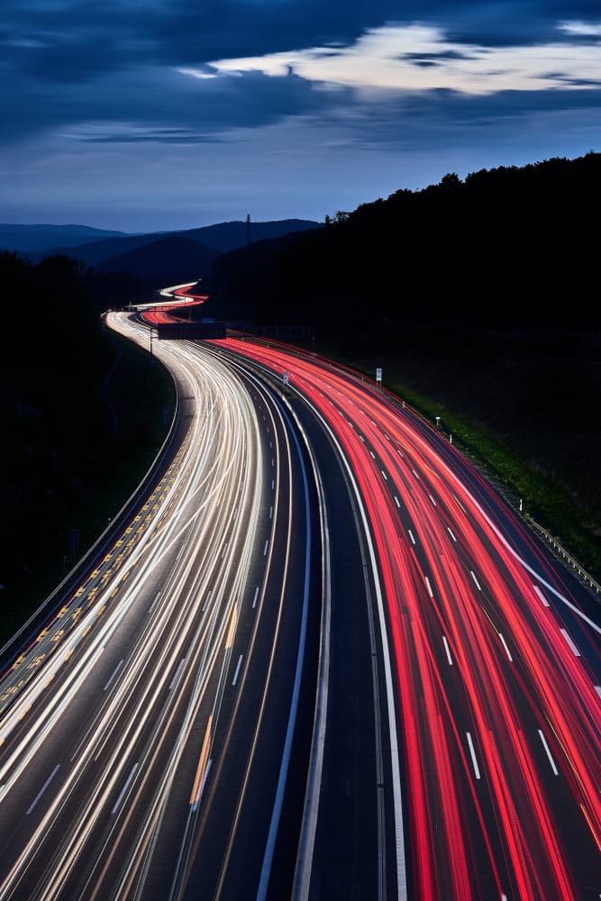 Night Highway Light Trails by Drazen Sokac — canvas wall art