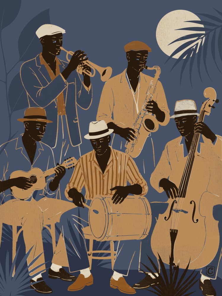 Tropical Jazz Night by Cannavaro — canvas wall art