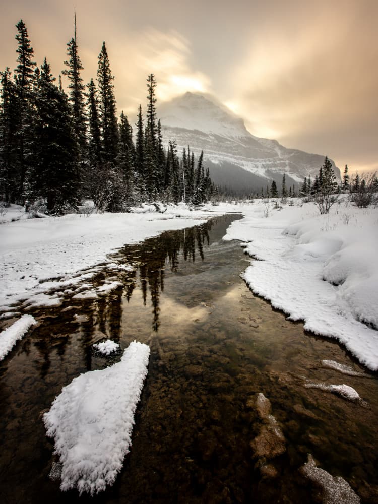 Winter River Glow by April Xie — canvas wall art