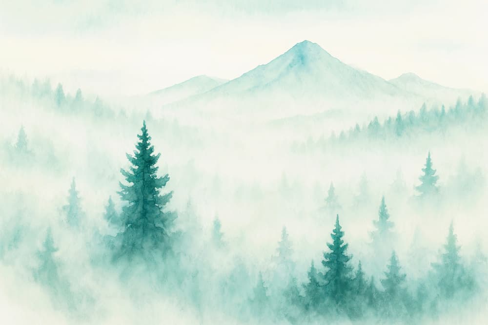 Misty Forest Mountains by Natalie Bruns — canvas wall art