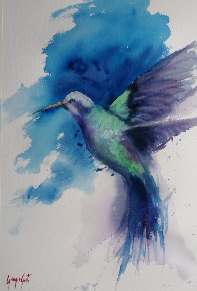 Vibrant Hummingbird Flight by Giorgio Gosti — canvas wall art