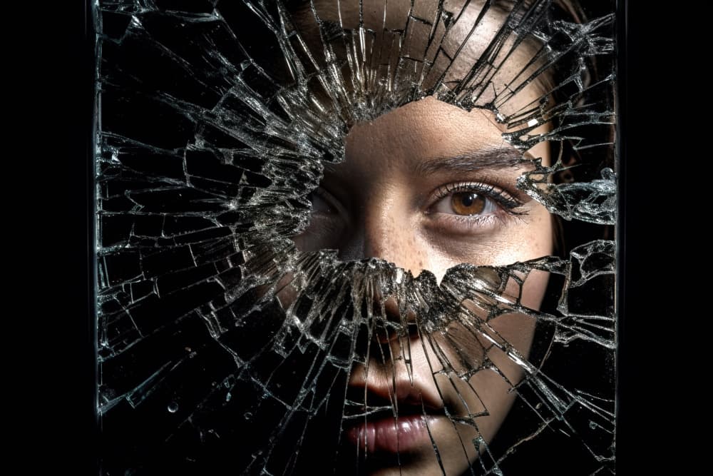 Shattered Glass Woman by Marcel Egger — canvas wall art