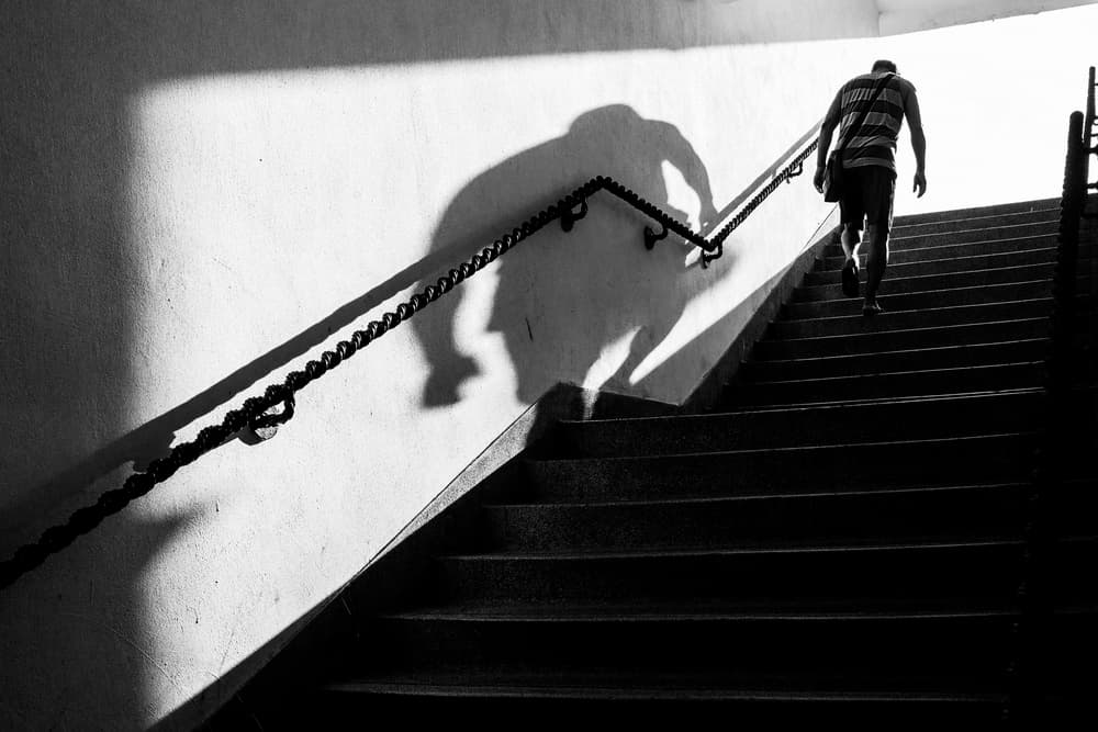 Man Ascending Stairs by Joe B N Leung — canvas wall art