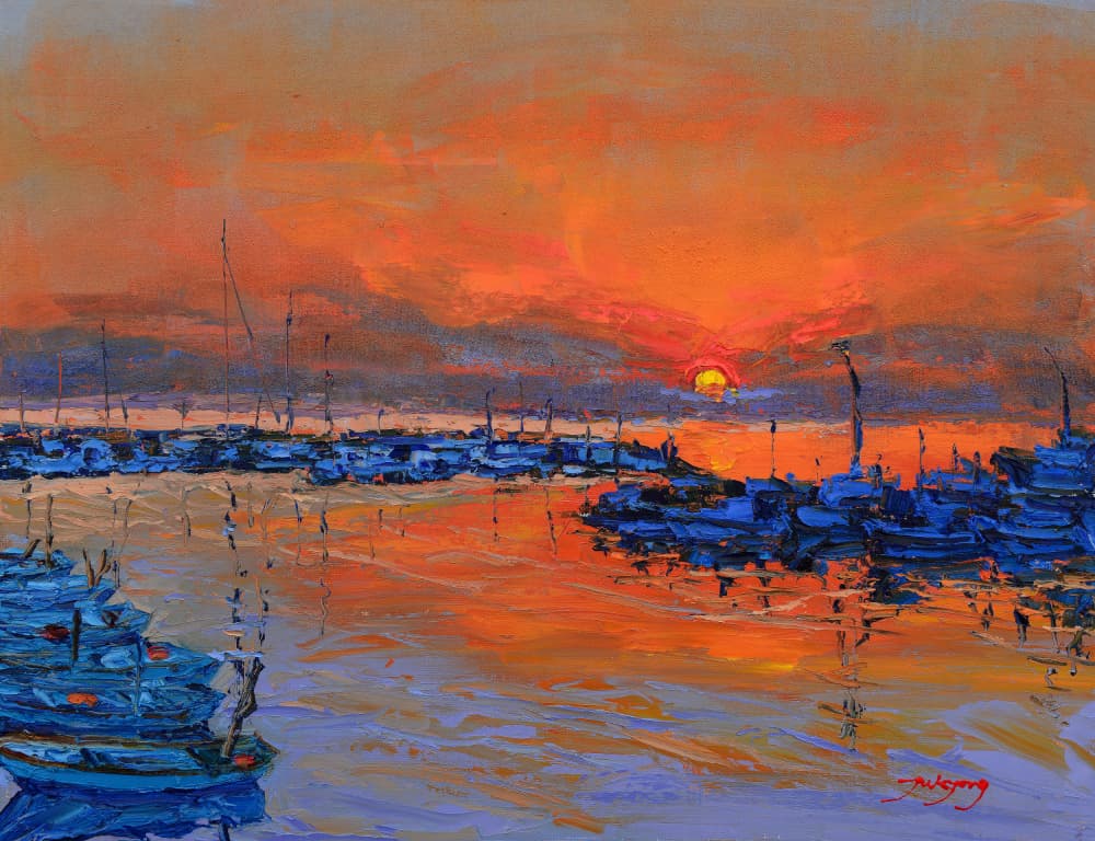 Marina Sunset Glow by Jukyong Park — canvas wall art