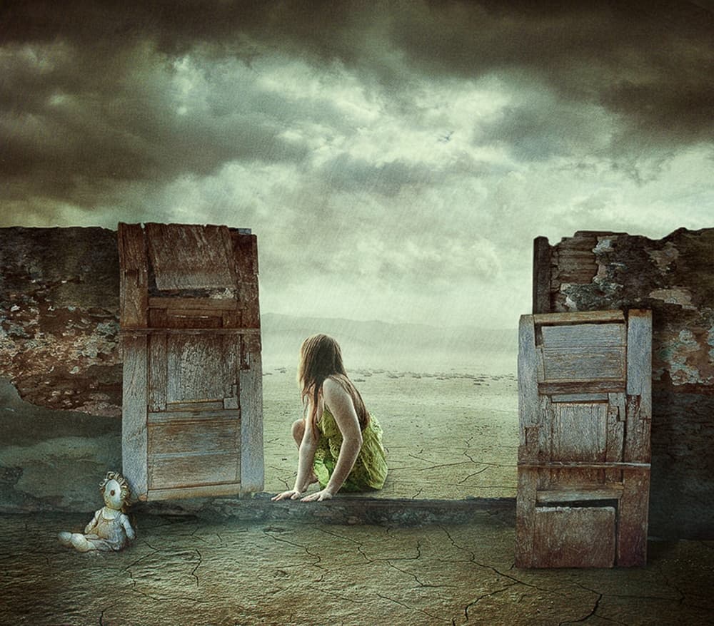 Lonely Girl Broken World by Svetlana Melik-Nubarova — canvas wall art