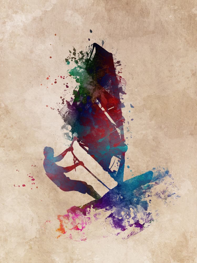 Colorful Windsurfing Splash by Justyna Jaszke — canvas wall art