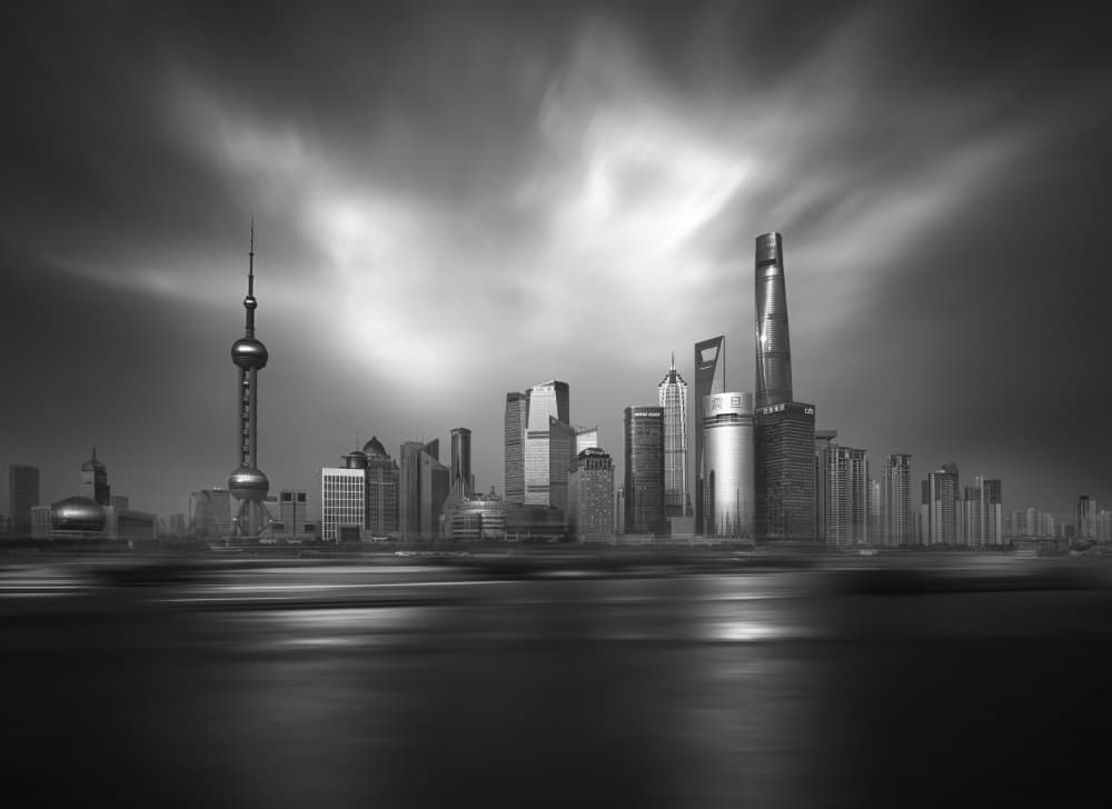 Shanghai Skyline Serenity by Jack Ou — canvas wall art