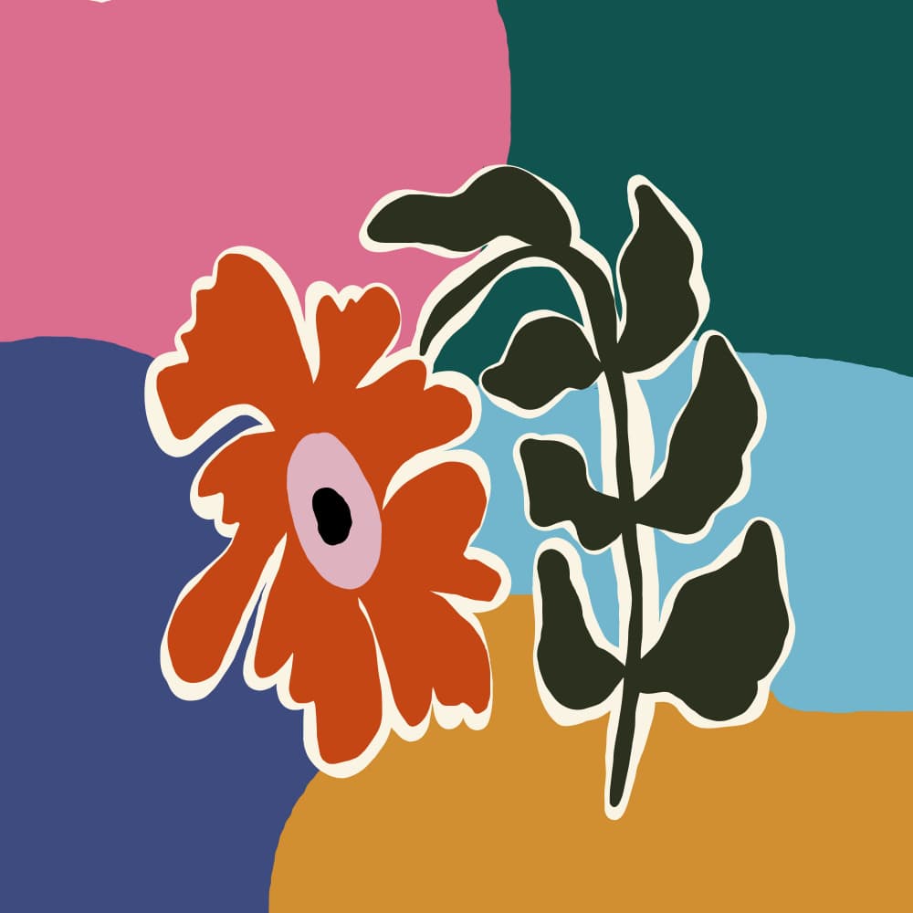 Vibrant Abstract Flowers by Miho Art Studio — canvas wall art