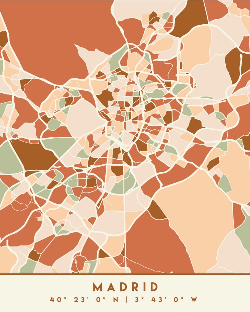 Madrid Abstract City Map by Emiliano Deificus — canvas wall art