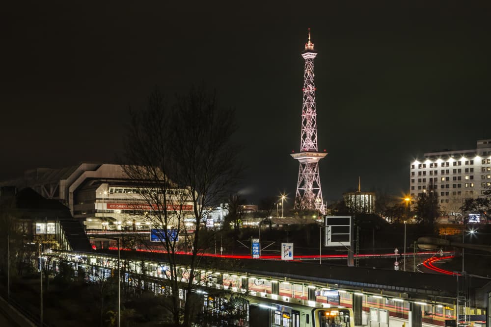 Night City Traffic Tower by Melanie Viola — canvas wall art
