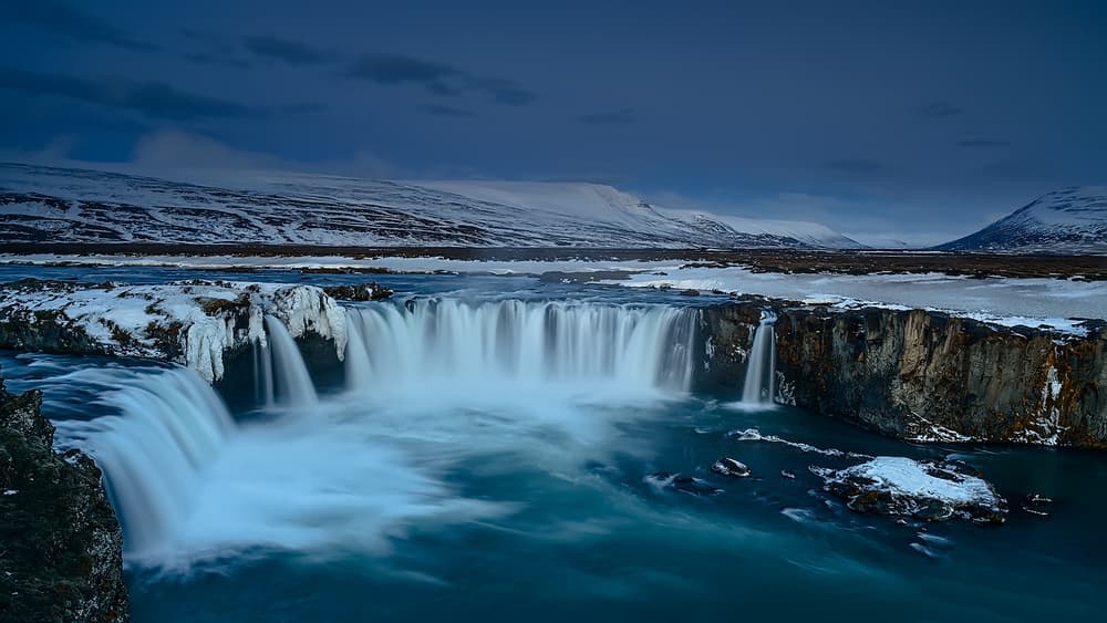 Snowy Winter Waterfall by Luigi Ruoppolo — canvas wall art
