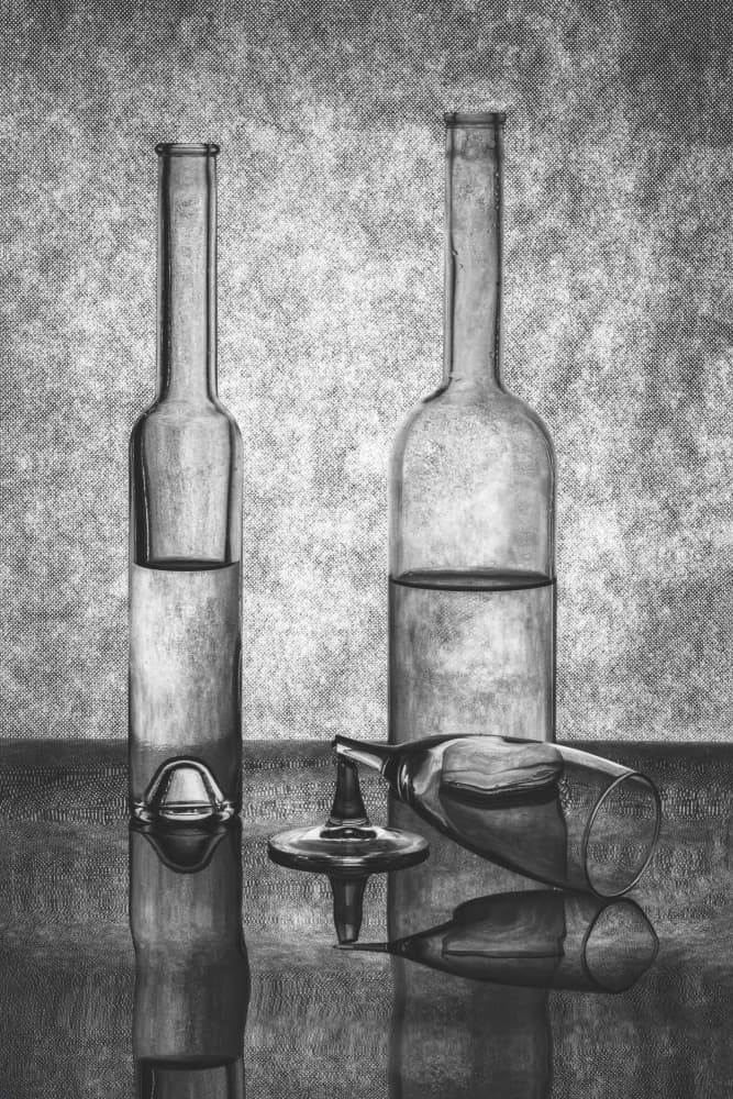 Glass Bottle Reflections by Brig Barkow — canvas wall art