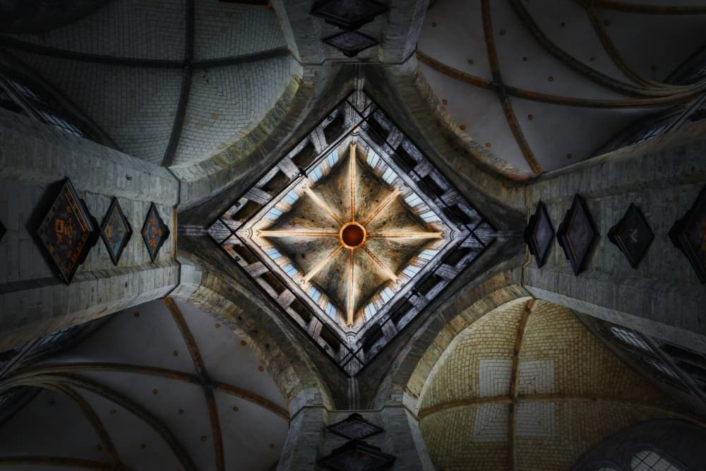 Gothic Cathedral Ceiling by Juan Pablo de Miguel — canvas wall art