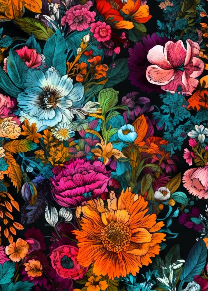 Vibrant Floral Garden by Justyna Jaszke — canvas wall art