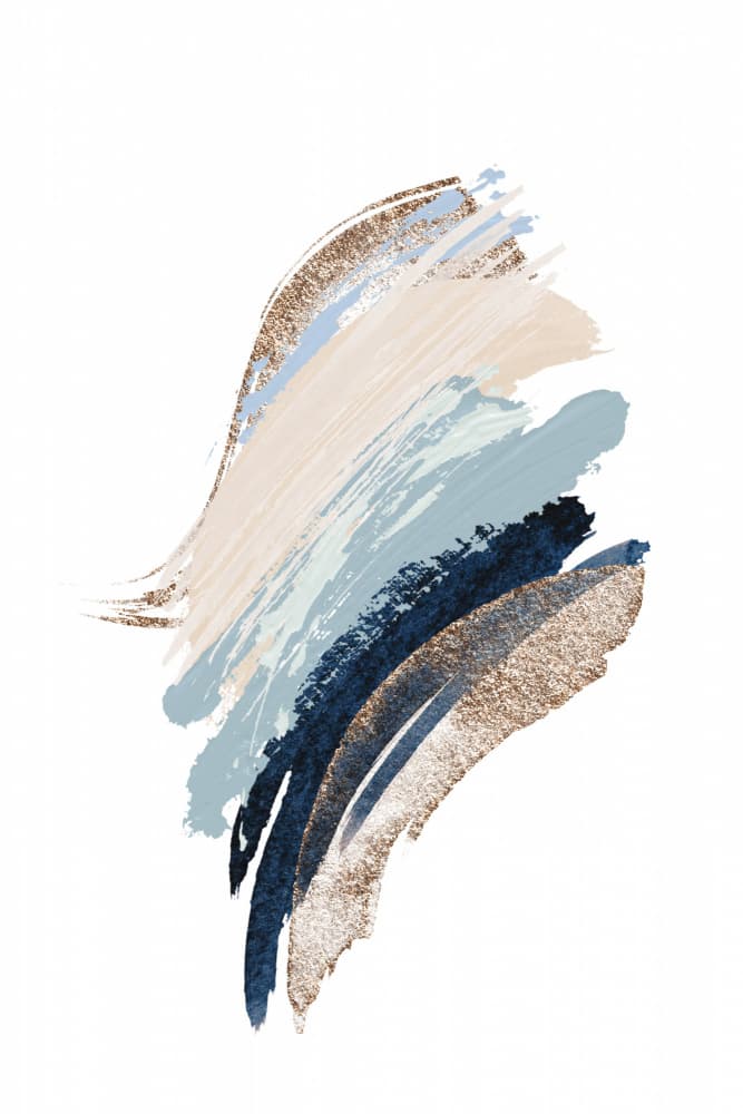 Shimmering Blue Gold Strokes by Sally Ann Moss — canvas wall art