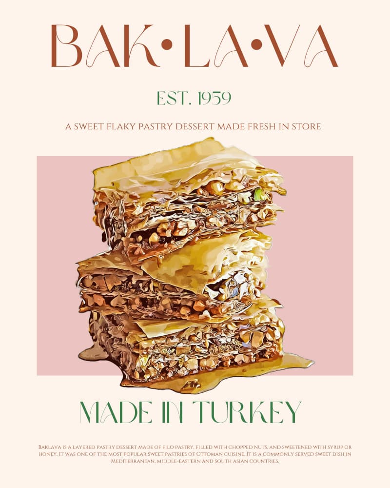 Golden Turkish Baklava by Nazma Khokhar — canvas wall art
