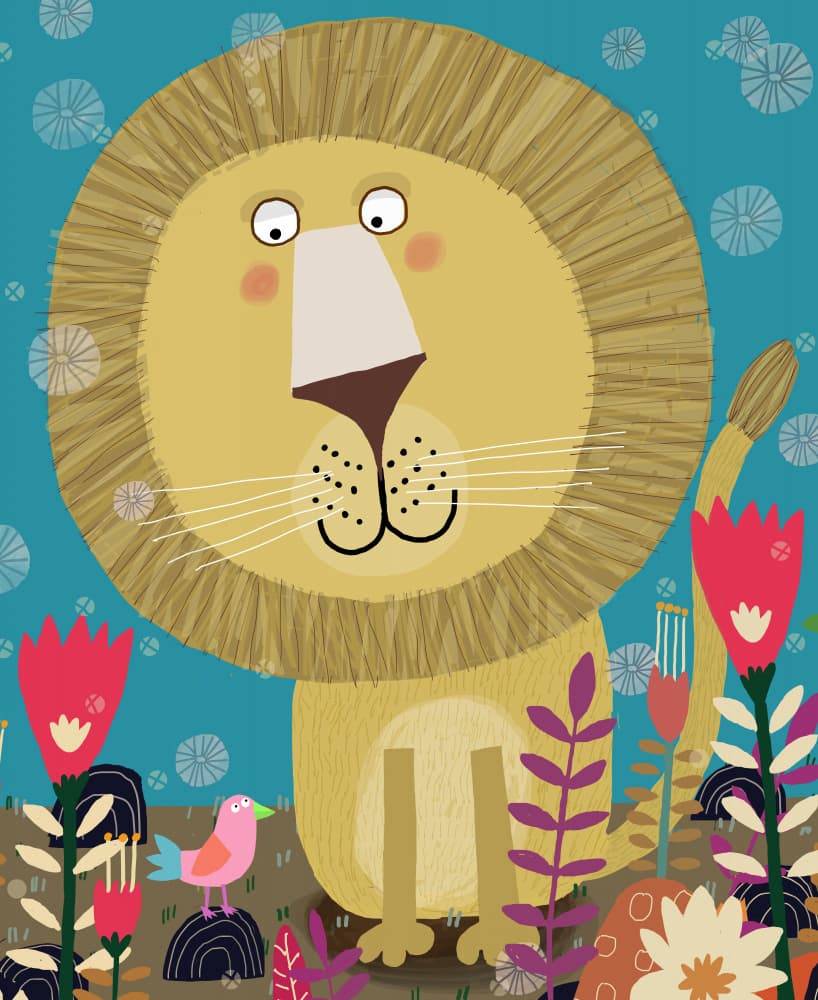 Whimsical Lion Garden by Carla Daly — canvas wall art