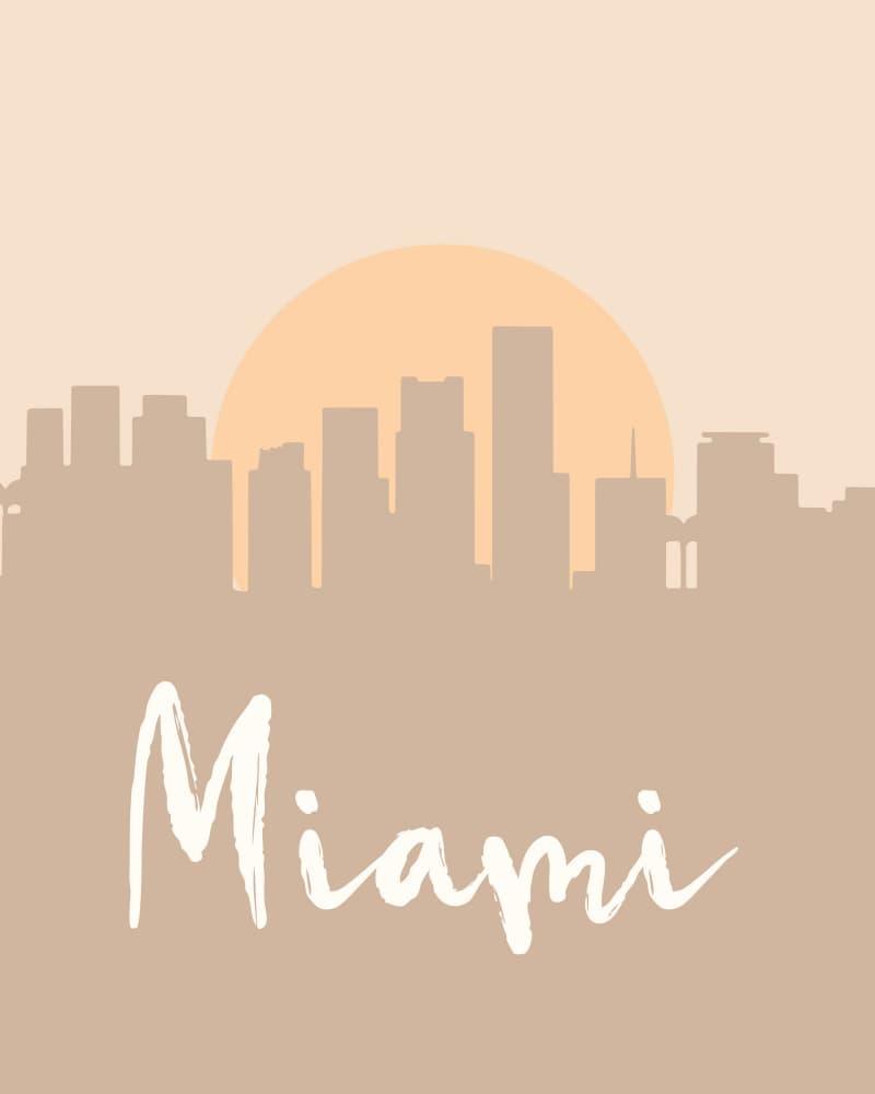 Miami Sunset Skyline by Emiliano Deificus — canvas wall art