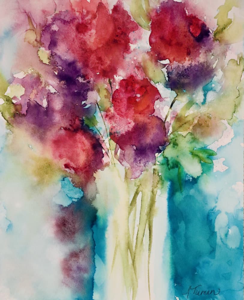 Vibrant Watercolor Bouquet by Amy Tieman — canvas wall art