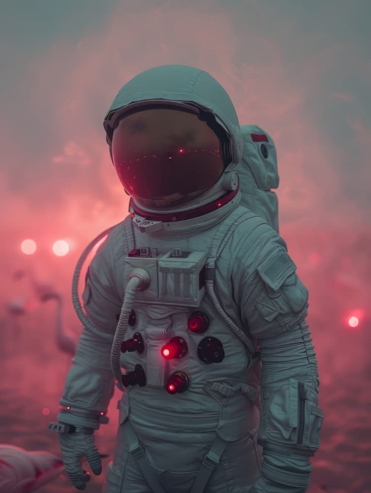 Mysterious Red Astronaut by Bilge Paksoylu — canvas wall art