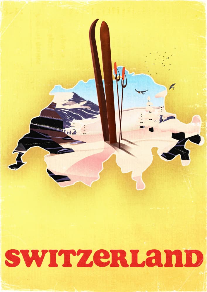 Switzerland Ski Adventure by Nicholas — canvas wall art