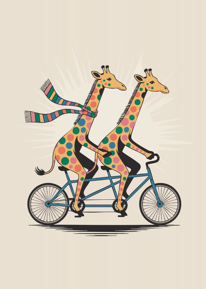 Whimsical Giraffe Bicycle Ride by Andreas Magnusson — canvas wall art