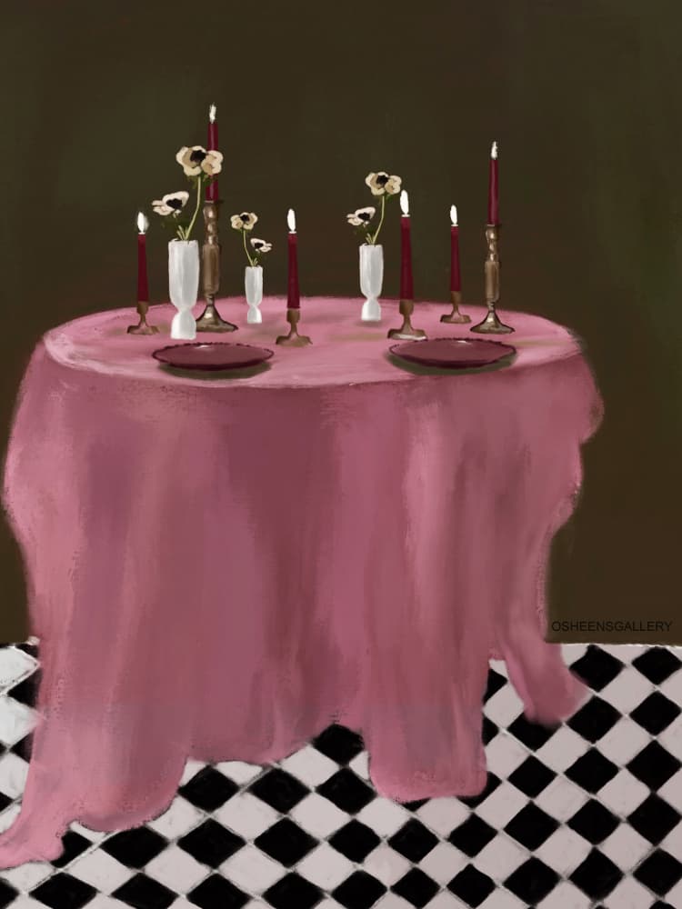 Romantic Table Setting by Osheensgallery — canvas wall art