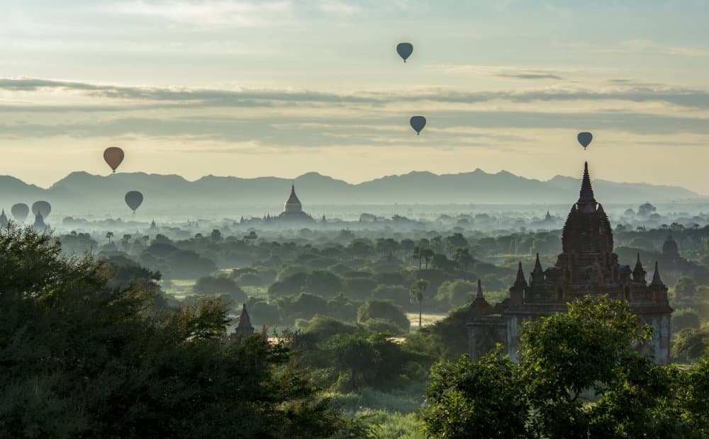 Bagan Hot Air Morning by Mieke Suharini — canvas wall art