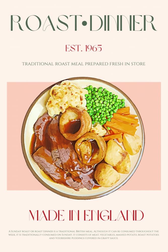 Traditional Roast Dinner by Nazma Khokhar — canvas wall art